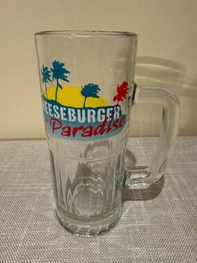 Vintage Cheeseburger in Paradise Glass Beer Mug Stein Heavy Base